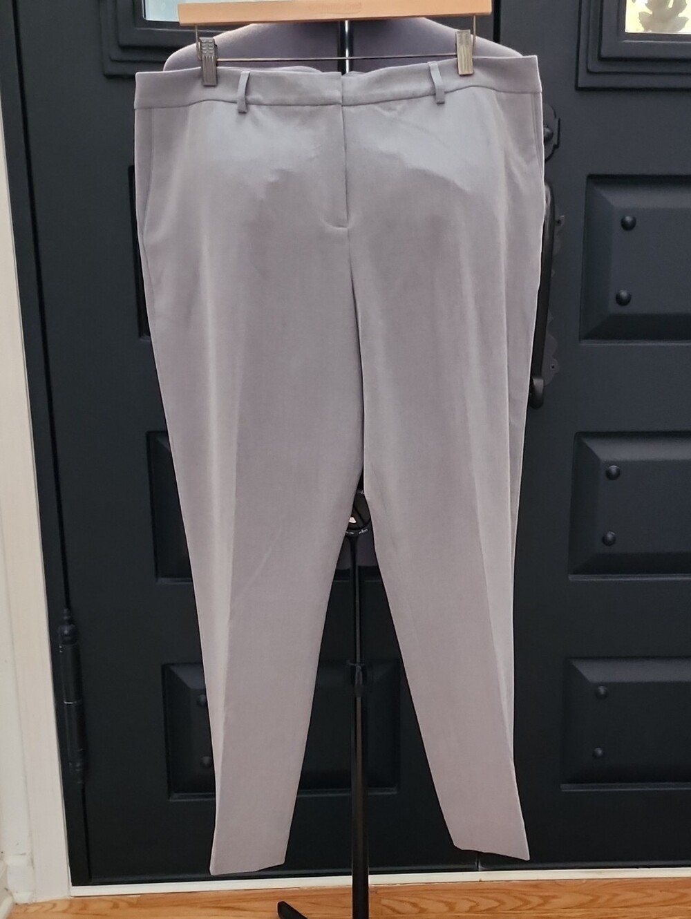 Tahari ASL Light Gray Straight-Leg Dress Pants
